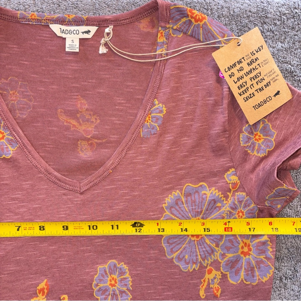 Toad & Co Marley Tiered SS Dress Size S Purple Agate Zinnia Print Pockets - Picture 7 of 10